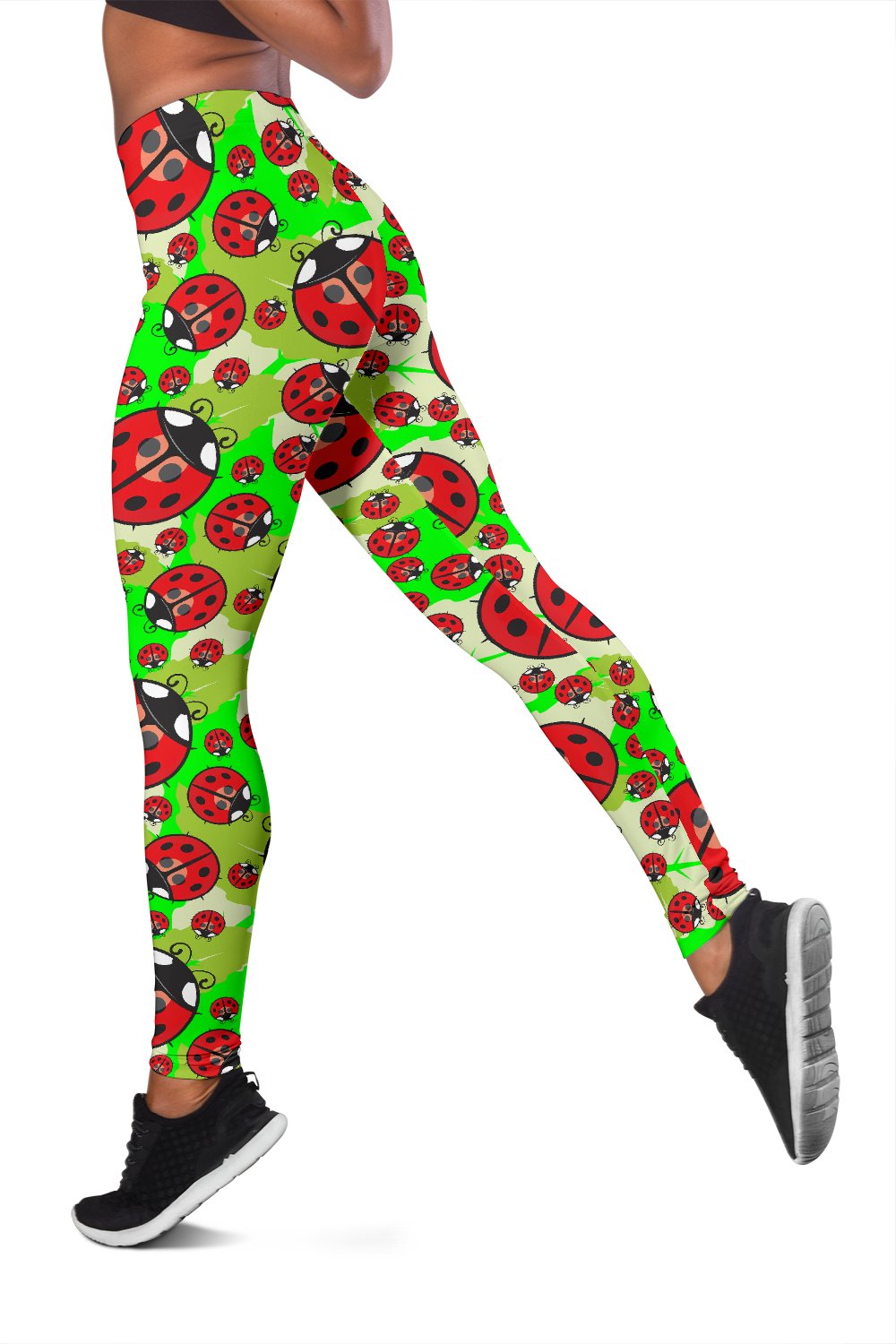 Ladybug with Leaf Print Pattern Women Leggings