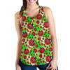 Ladybug with Leaf Print Pattern Women Racerback Tank Top