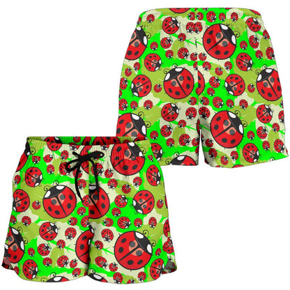 Ladybug with Leaf Print Pattern Women Shorts-JTAMIGO.COM