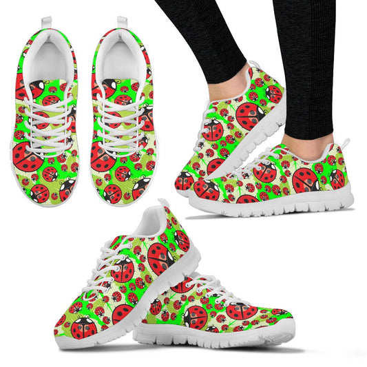 Ladybug With Leaf Print Pattern Women Sneakers Shoes