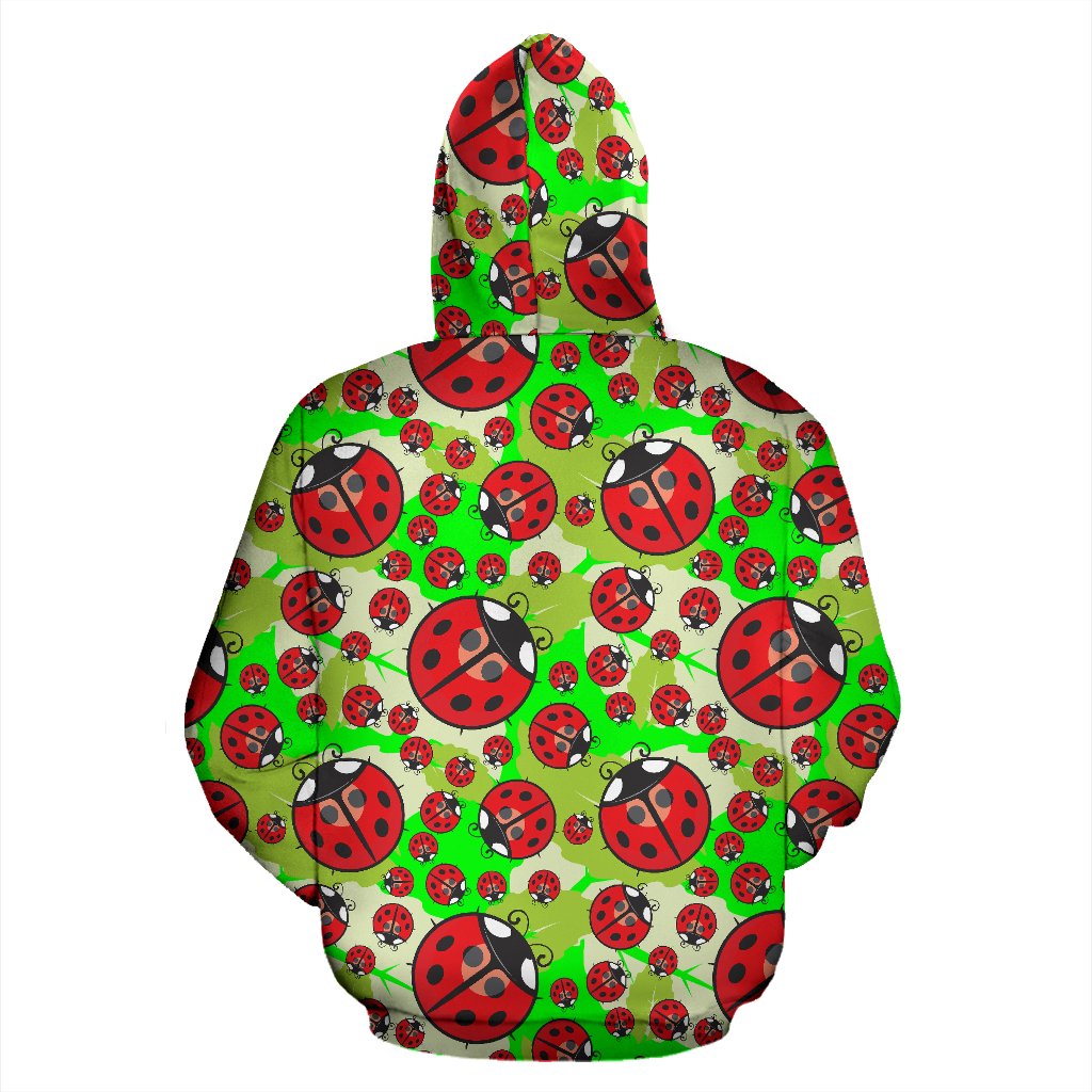 Ladybug with Leaf Print Pattern Zip Up Hoodie