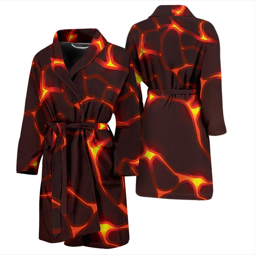Lava Pattern Print Design 02 Men Bathrobe-JORJUNE.COM