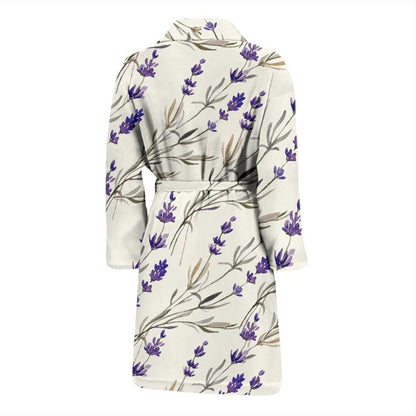 Lavender Pattern Print Design 01 Men Bathrobe-JORJUNE.COM