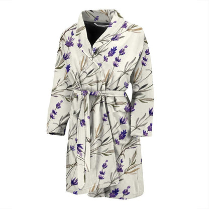 Lavender Pattern Print Design 01 Men Bathrobe-JORJUNE.COM