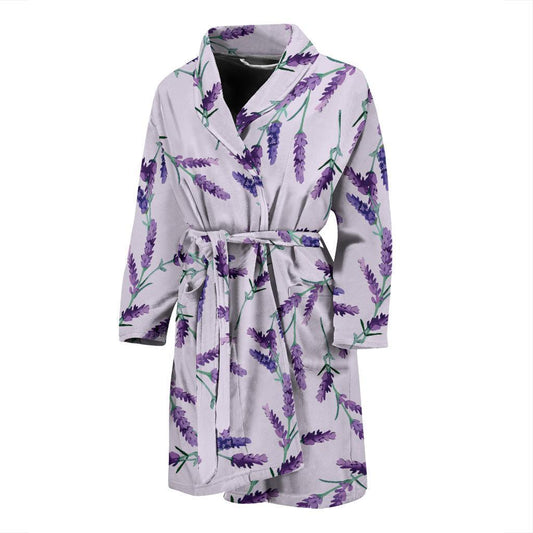 Lavender Pattern Print Design 02 Men Bathrobe-JORJUNE.COM