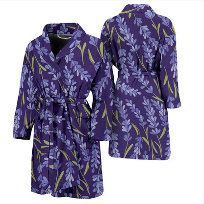 Lavender Pattern Print Design 03 Men Bathrobe-JORJUNE.COM