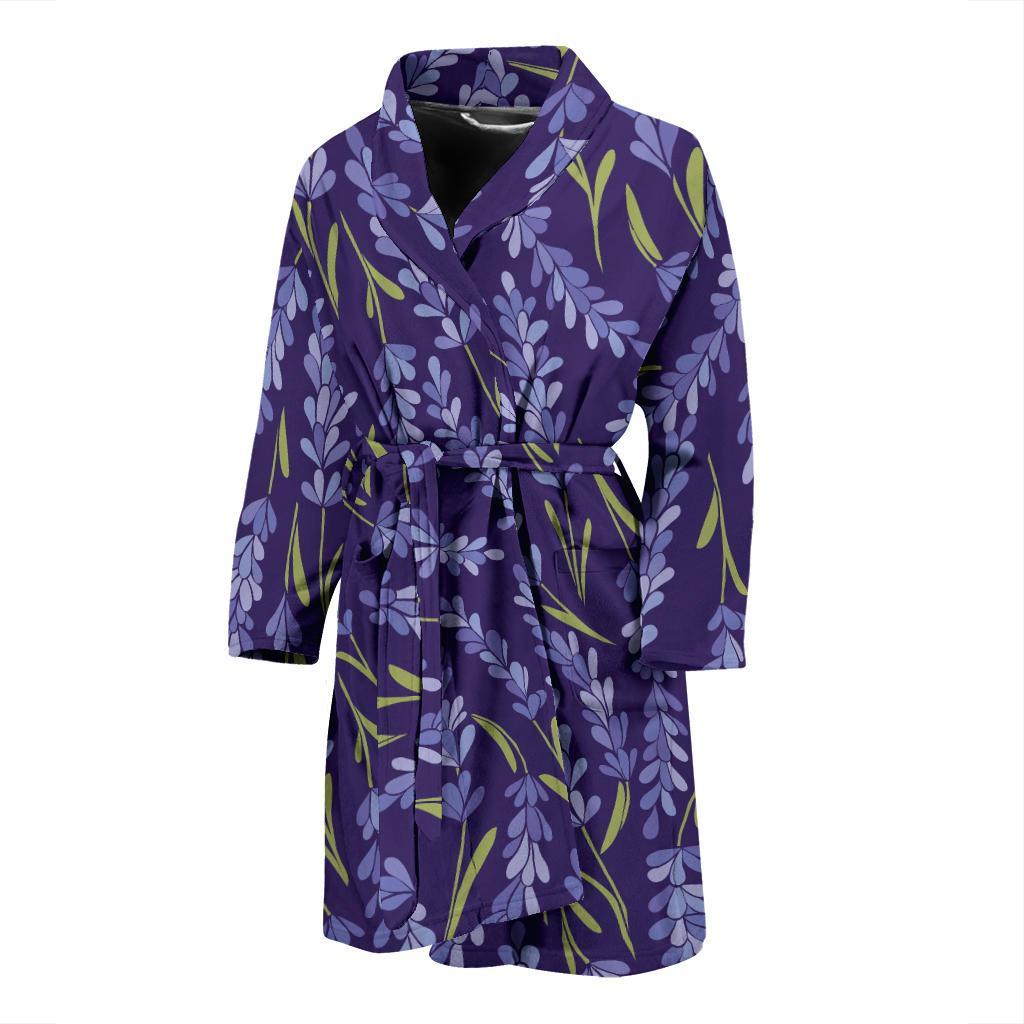 Lavender Pattern Print Design 03 Men Bathrobe-JORJUNE.COM
