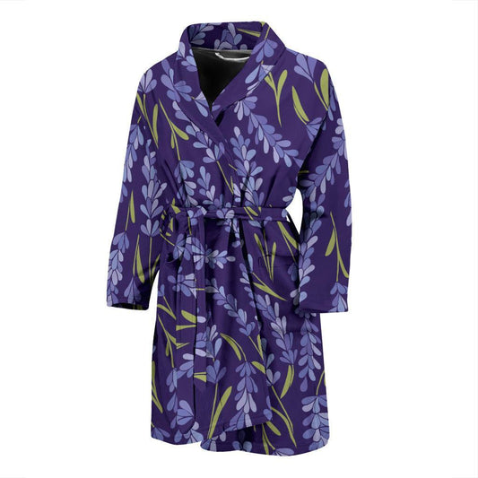 Lavender Pattern Print Design 03 Men Bathrobe-JORJUNE.COM