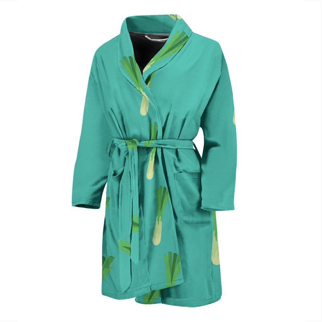 Leek Pattern Print Design 01 Men Bathrobe-JORJUNE.COM