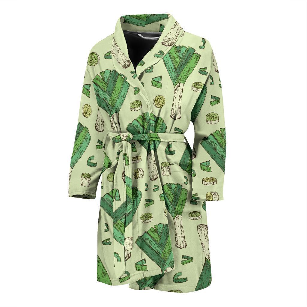 Leek Pattern Print Design 04 Men Bathrobe-JORJUNE.COM