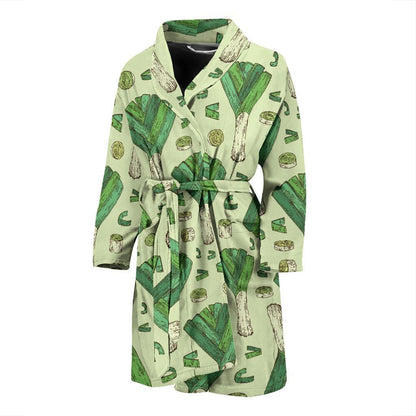 Leek Pattern Print Design 04 Men Bathrobe-JORJUNE.COM