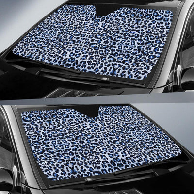 Leopard Blue Skin Print Car Sun Shade For Windshield