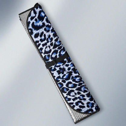 Leopard Blue Skin Print Car Sun Shade For Windshield