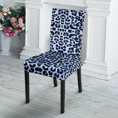 Leopard Blue Skin Print Dining Chair Slipcover-JTAMIGO.COM
