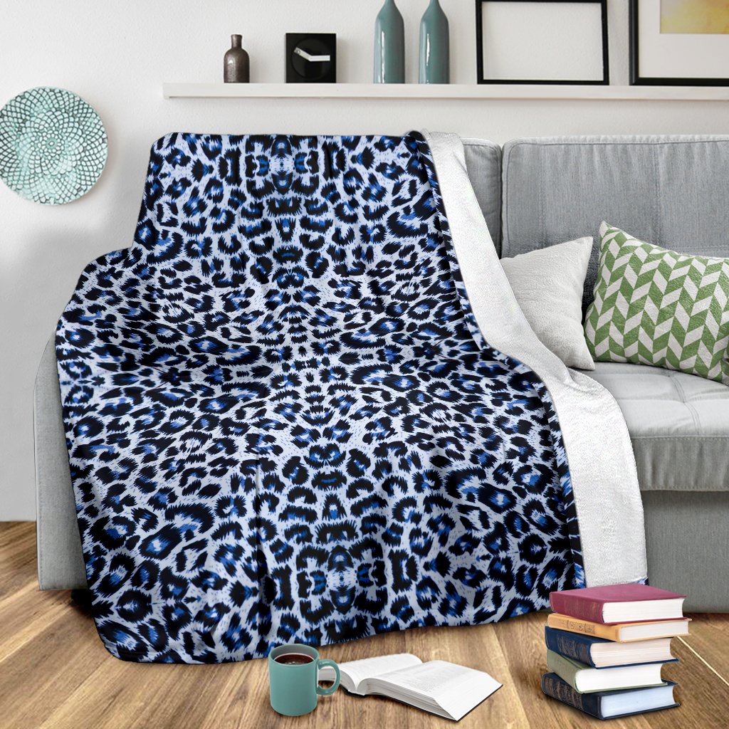 Leopard Blue Skin Print Fleece Blanket