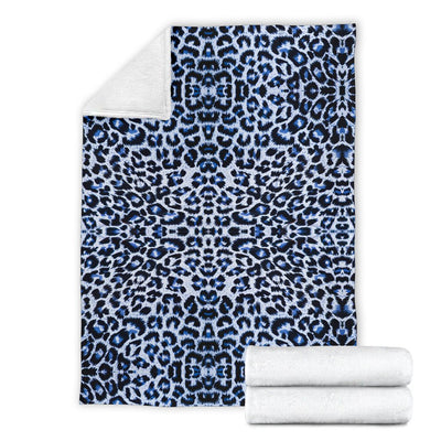 Leopard Blue Skin Print Fleece Blanket