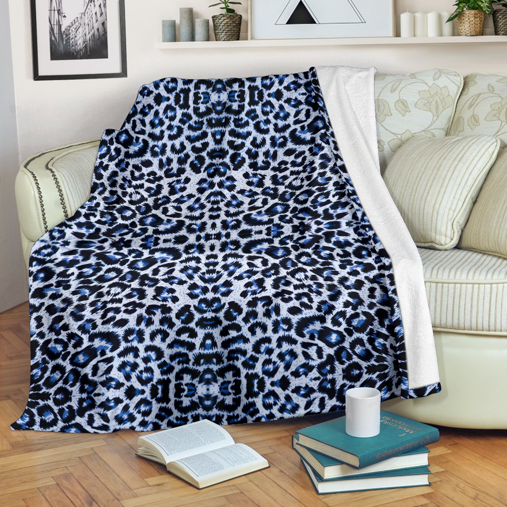 Leopard Blue Skin Print Fleece Blanket