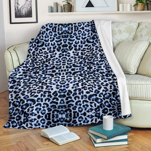 Leopard Blue Skin Print Fleece Blanket