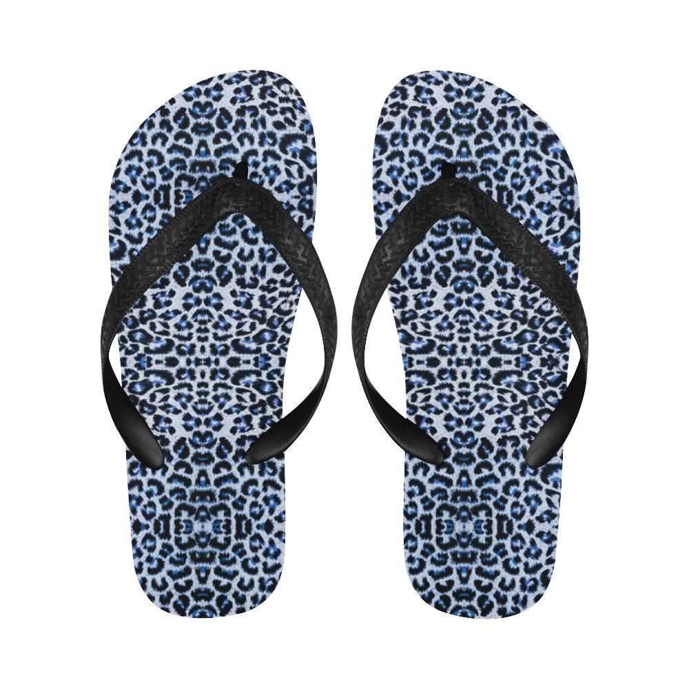 Leopard Blue Skin Print Flip Flops-JTAMIGO.COM