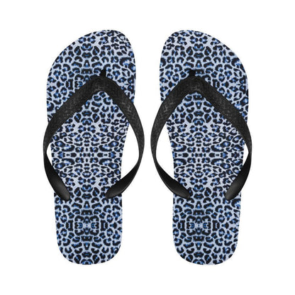 Leopard Blue Skin Print Flip Flops-JTAMIGO.COM