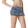 Leopard Blue Skin Print High Waisted Spandex Shorts-JTAMIGO.COM