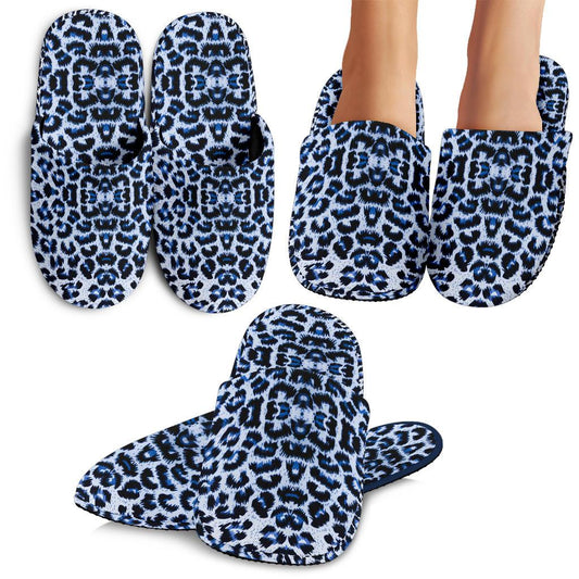 Leopard Blue Skin Print House Slippers