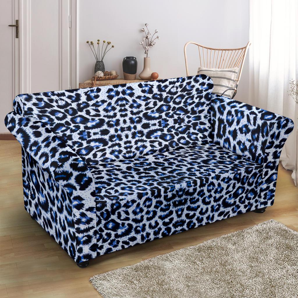 Leopard Blue Skin Print Loveseat Slipcover-JTAMIGO.COM