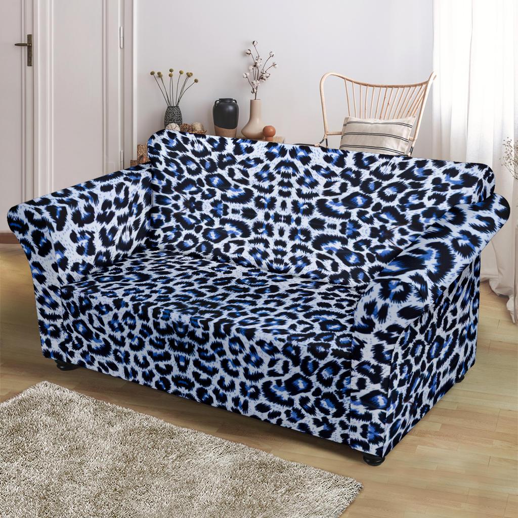 Leopard Blue Skin Print Loveseat Slipcover-JTAMIGO.COM