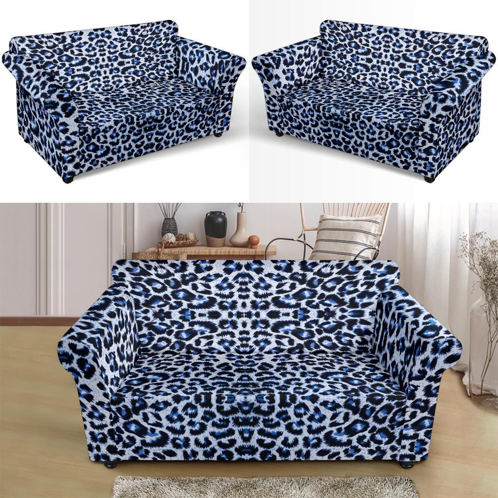 Leopard Blue Skin Print Loveseat Slipcover-JTAMIGO.COM