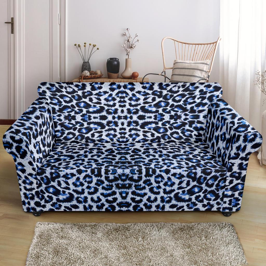 Leopard Blue Skin Print Loveseat Slipcover-JTAMIGO.COM