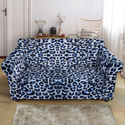 Leopard Blue Skin Print Loveseat Slipcover-JTAMIGO.COM