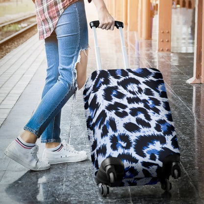 Leopard Blue Skin Print Luggage Cover Protector