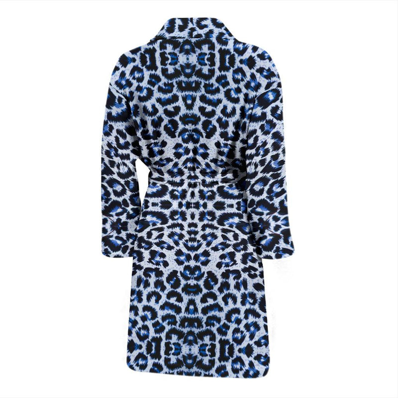Leopard Blue Skin Print Men Bath Robe-JTAMIGO.COM