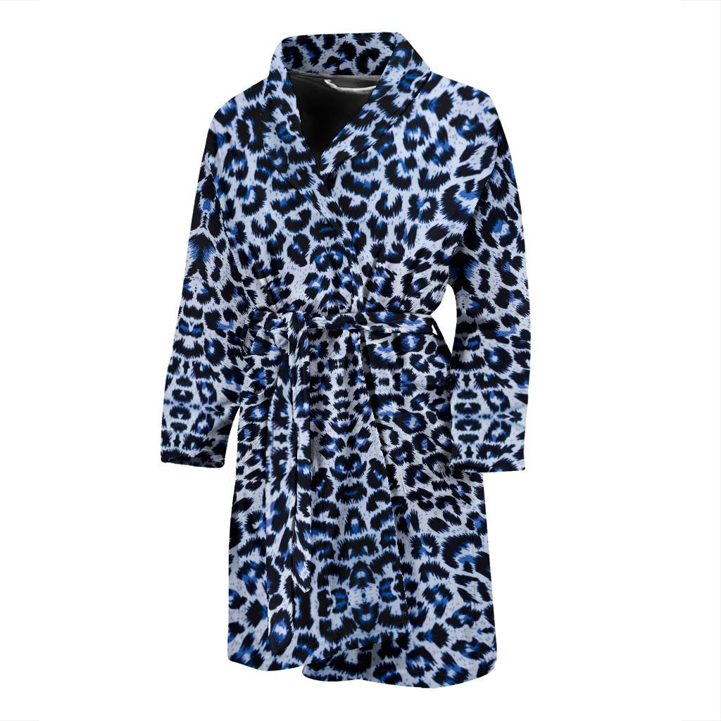 Leopard Blue Skin Print Men Bath Robe-JTAMIGO.COM