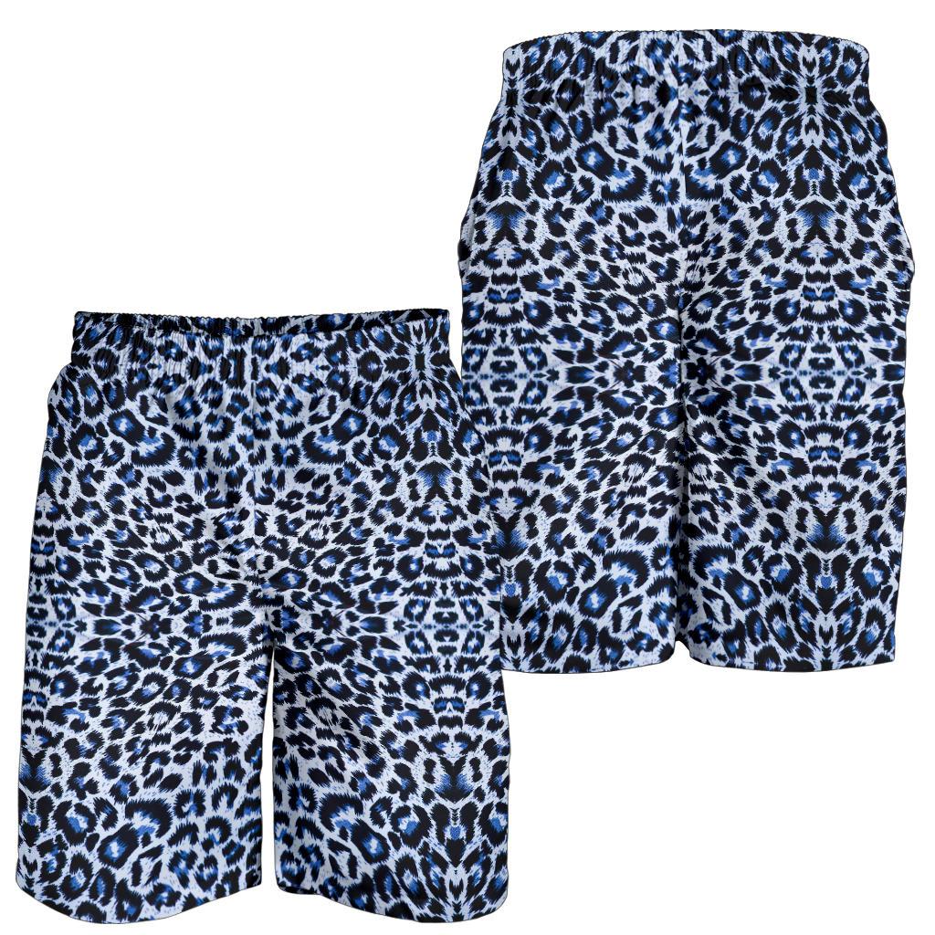 Leopard Blue Skin Print Mens Shorts-JTAMIGO.COM
