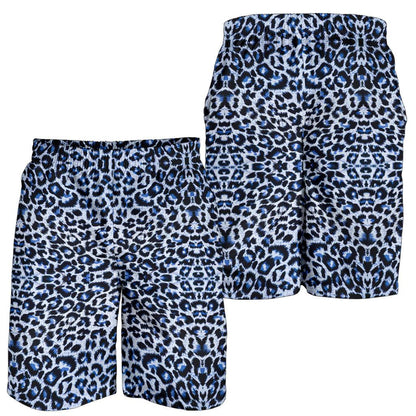 Leopard Blue Skin Print Mens Shorts-JTAMIGO.COM