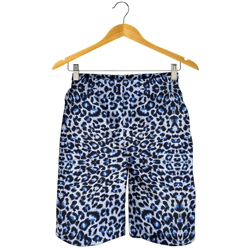 Leopard Blue Skin Print Mens Shorts-JTAMIGO.COM