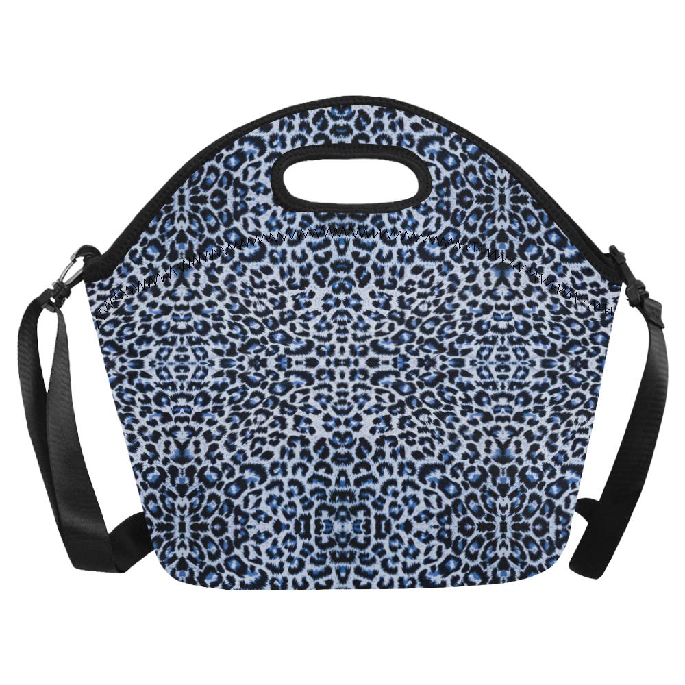 Leopard Blue Skin Print Neoprene Lunch Bag (Model 1669)(Large)-JTAMIGO.COM
