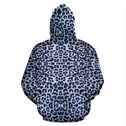 Leopard Blue Skin Print Pullover Hoodie