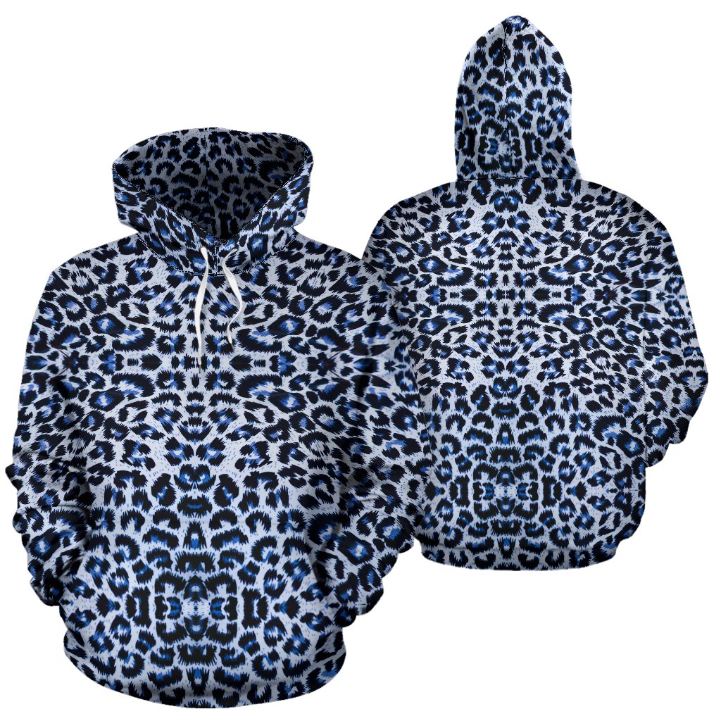 Leopard Blue Skin Print Pullover Hoodie