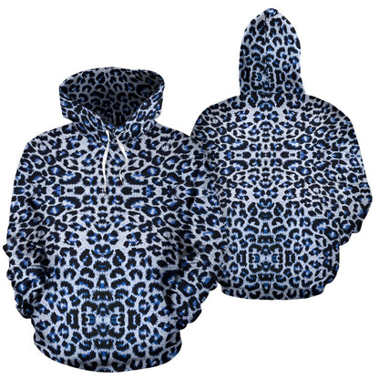 Leopard Blue Skin Print Pullover Hoodie
