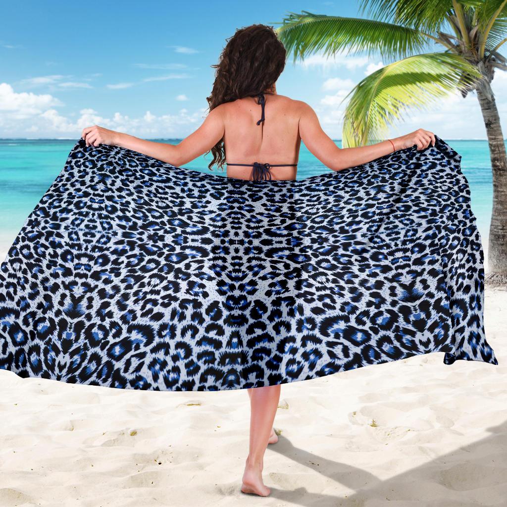 Leopard Blue Skin Print Sarong Pareo Wrap