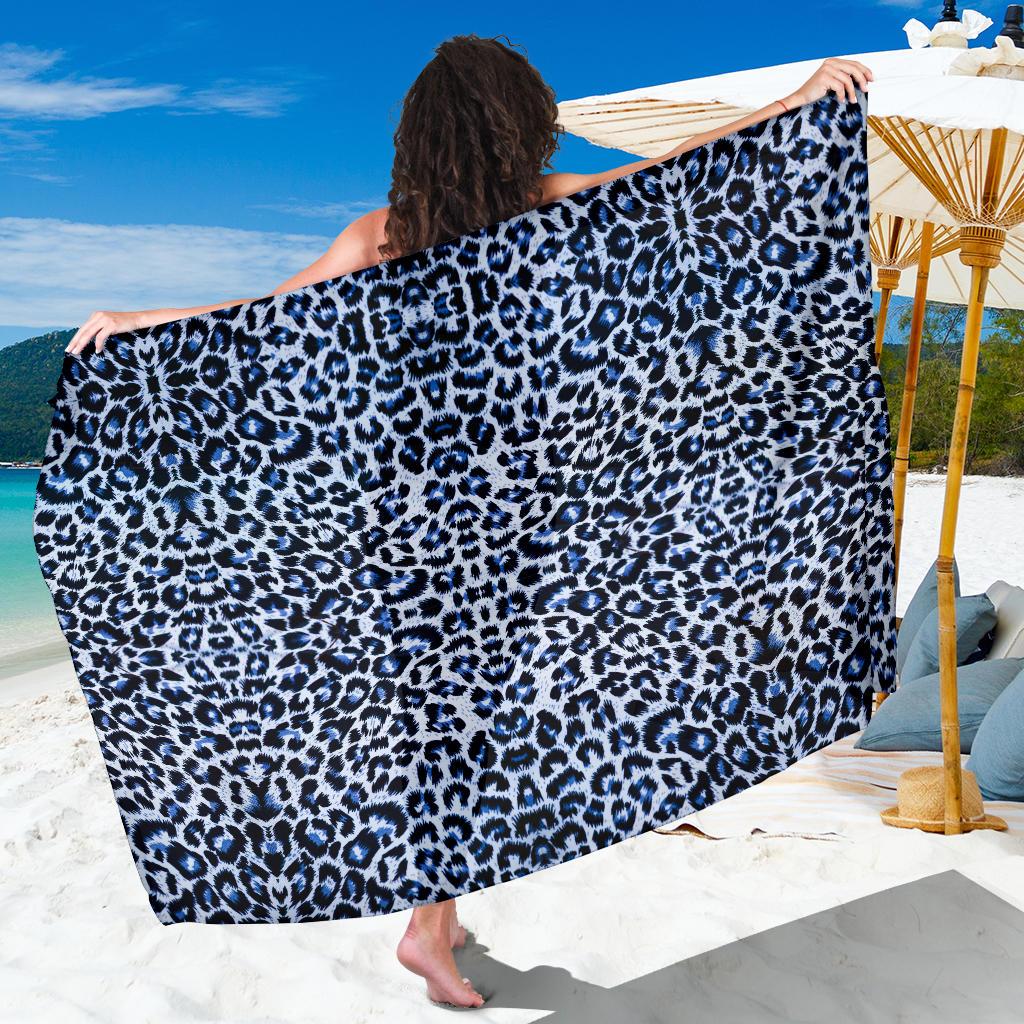 Leopard Blue Skin Print Sarong Pareo Wrap