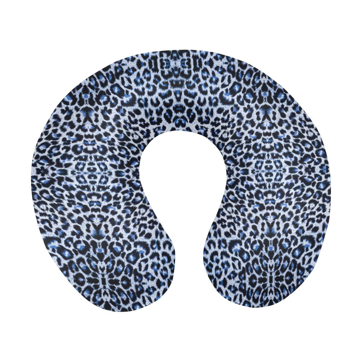 Leopard Blue Skin Print U-Shaped Travel Neck Pillow-JTAMIGO.COM