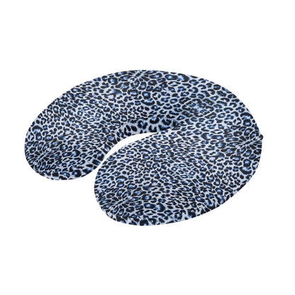 Leopard Blue Skin Print U-Shaped Travel Neck Pillow-JTAMIGO.COM