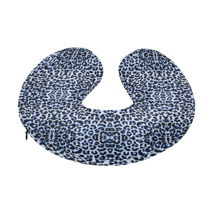 Leopard Blue Skin Print U-Shaped Travel Neck Pillow-JTAMIGO.COM