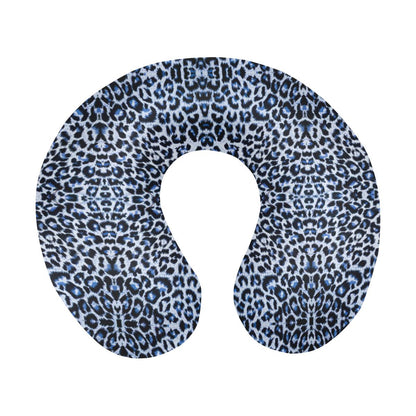 Leopard Blue Skin Print U-Shaped Travel Neck Pillow-JTAMIGO.COM