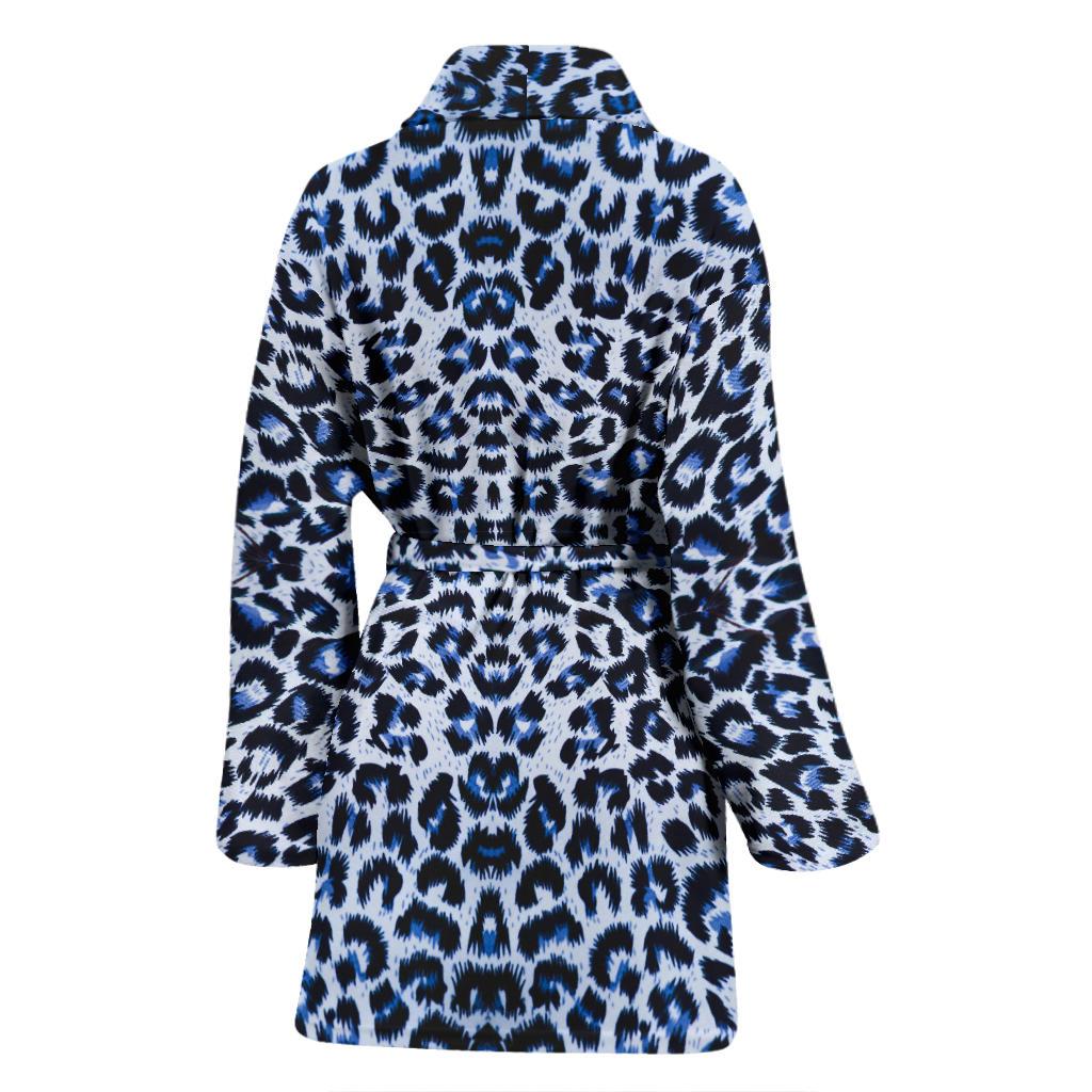 Leopard Blue Skin Print Women Bath Robe-JTAMIGO.COM