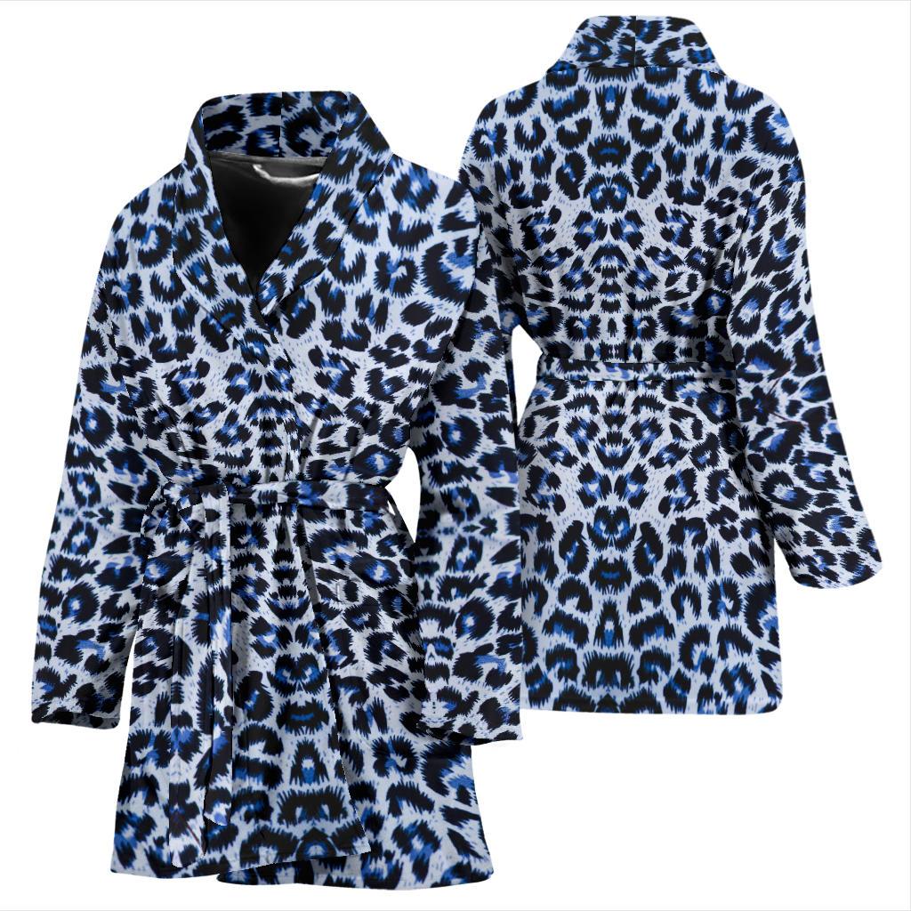 Leopard Blue Skin Print Women Bath Robe-JTAMIGO.COM