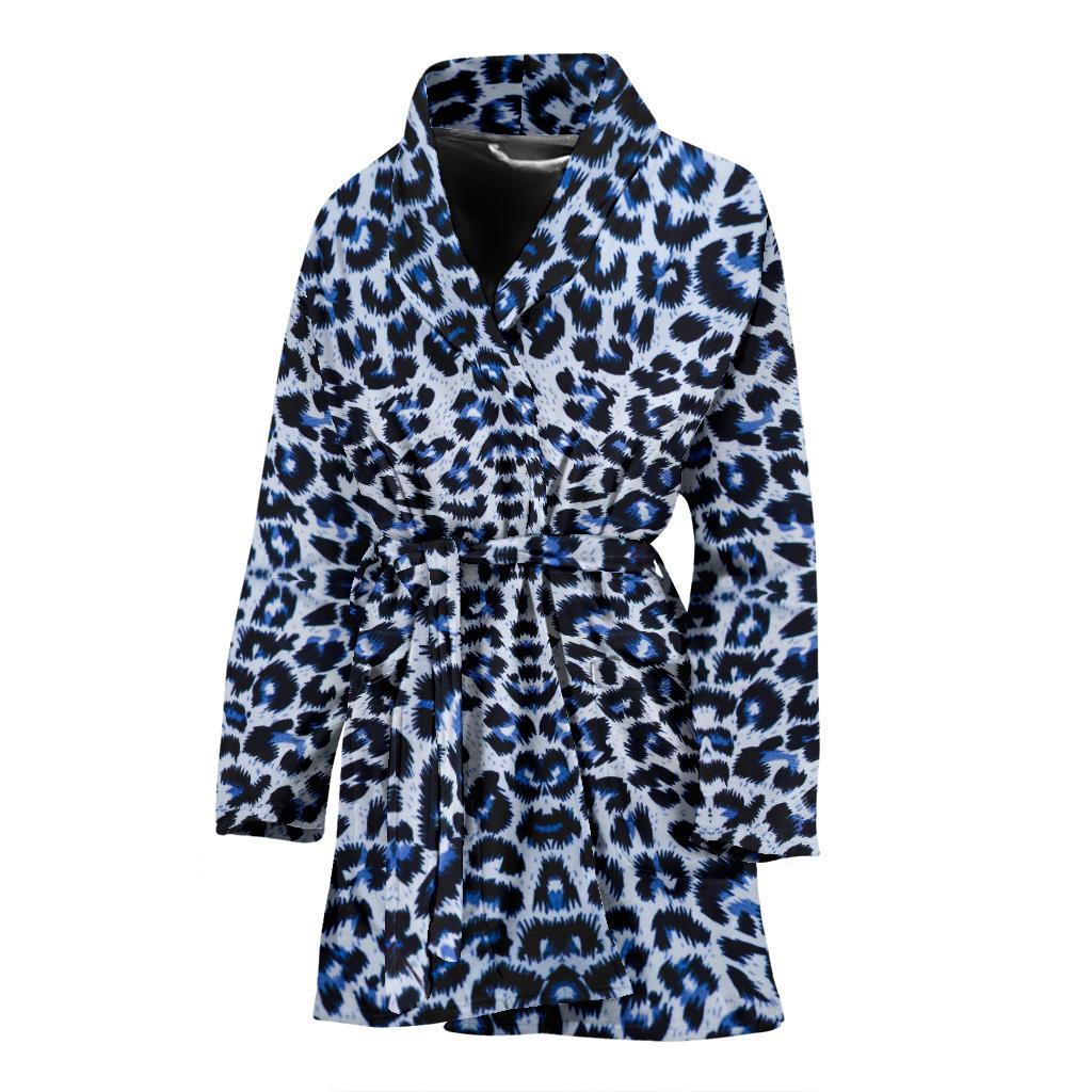 Leopard Blue Skin Print Women Bath Robe-JTAMIGO.COM